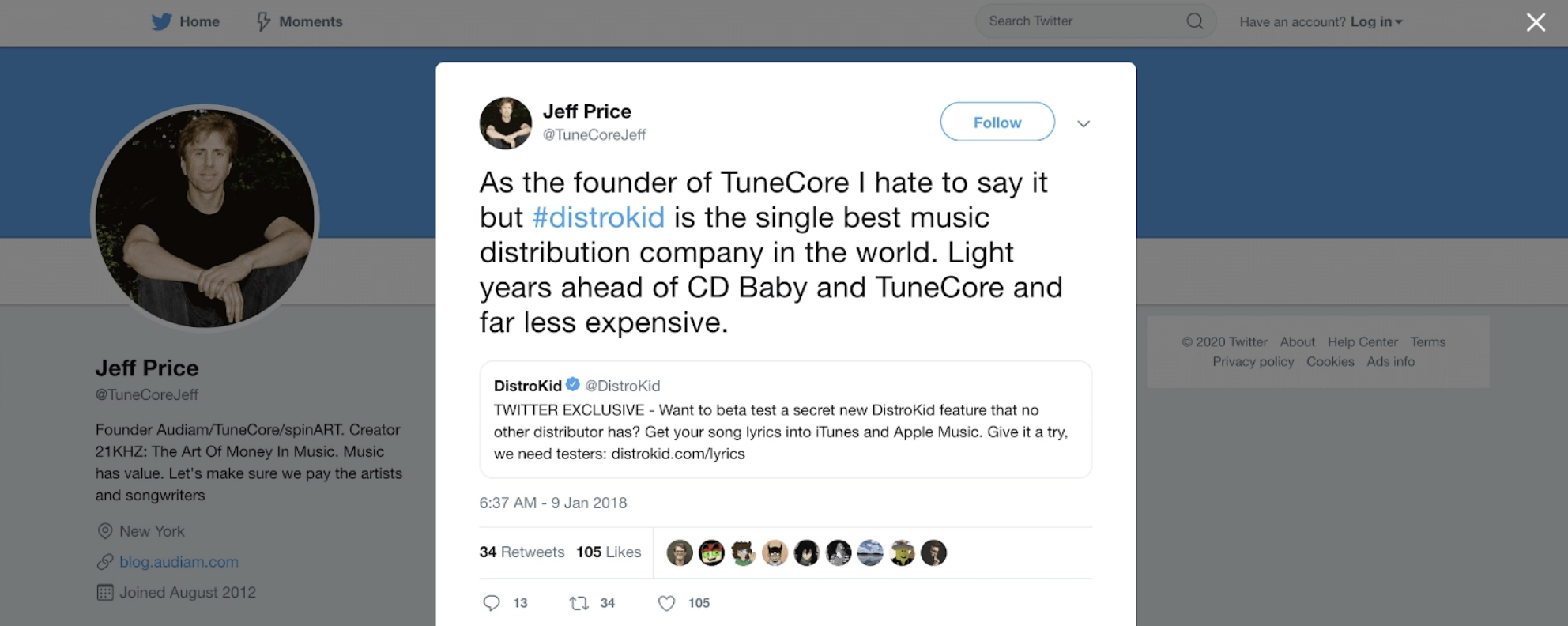 tunecore founder endorses DistroKid