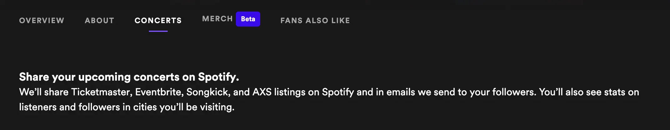 adding concerts to Spotify Profile